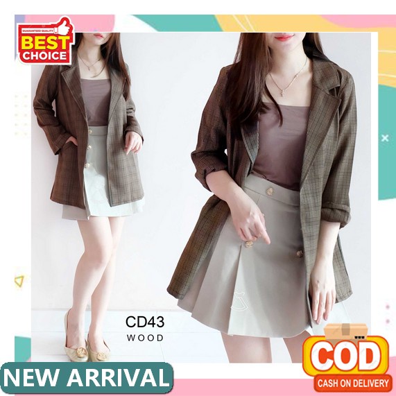 Blazer Kotak Kotak Wanita Blazer Kantoran Wanita Blazer Kerja Wanita Jas Kantoran Wanita Terlaris Ou