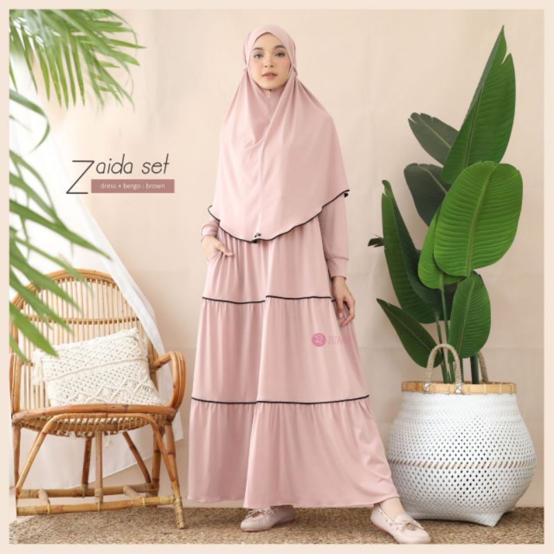 Zizara gamis polos 3 layer zaida dress