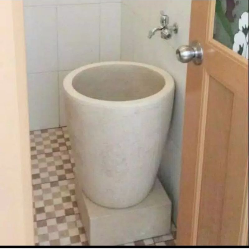 Bak Mandi Minimalis Marmer Bali Tinggi 65cm dengan Finishing Glossy, FREE ONGKIR BEKASI KOTA