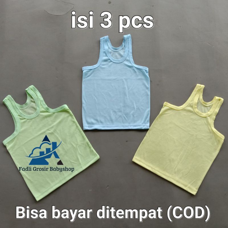 Kaos Dalam Bayi /Singlet Bayi Ukuran M Isi 3 Pcs ( 3 warna )