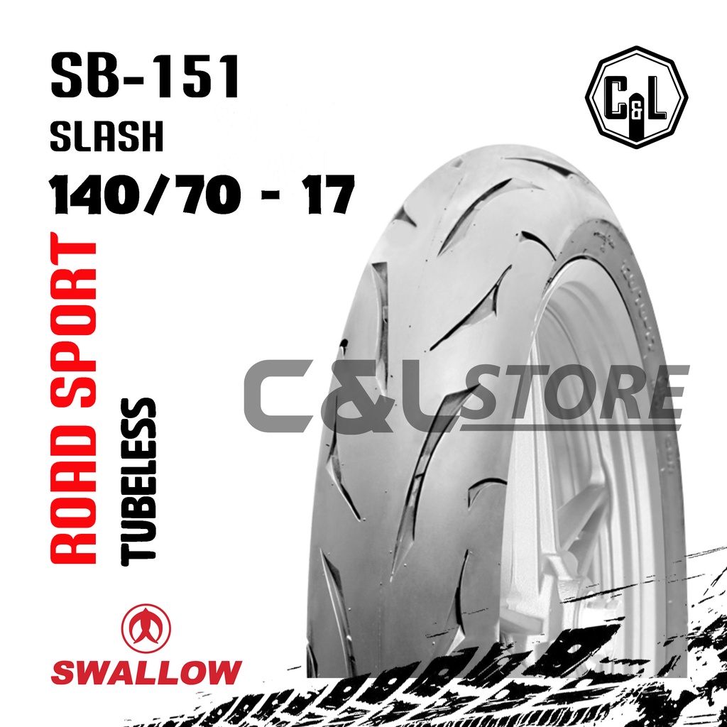 BAN LUAR MOTOR SWALLOW 140/70-17 RING 17 SB-151 SLASH TUBELESS SOFT COMPOUND