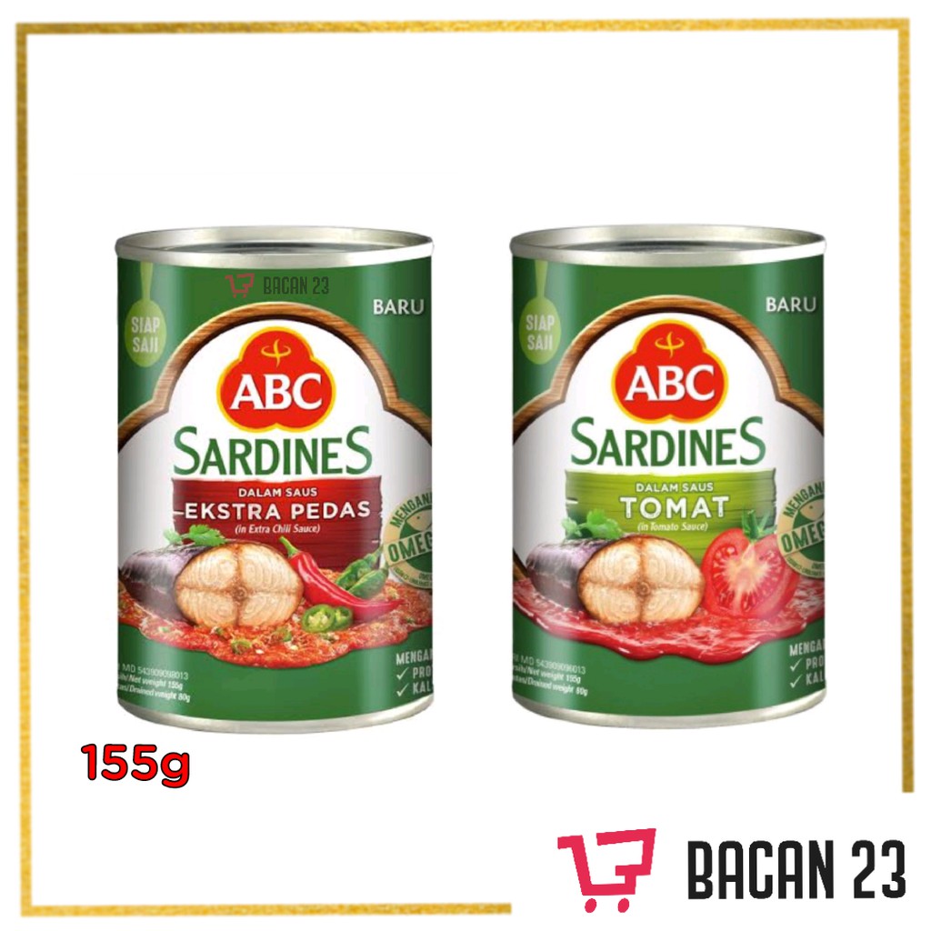 ABC Sardines Saus Tomat - Saus Pedas 155gr / Ikan Sarden Kaleng / Bacan 23-Bacan23