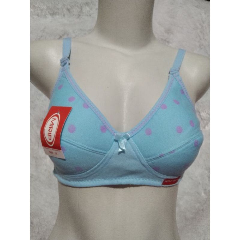 bh bra sport remaja polkadot banom tanpa busa termurah/ sport bra remaja bintik bintik tanpa kawat kait 2