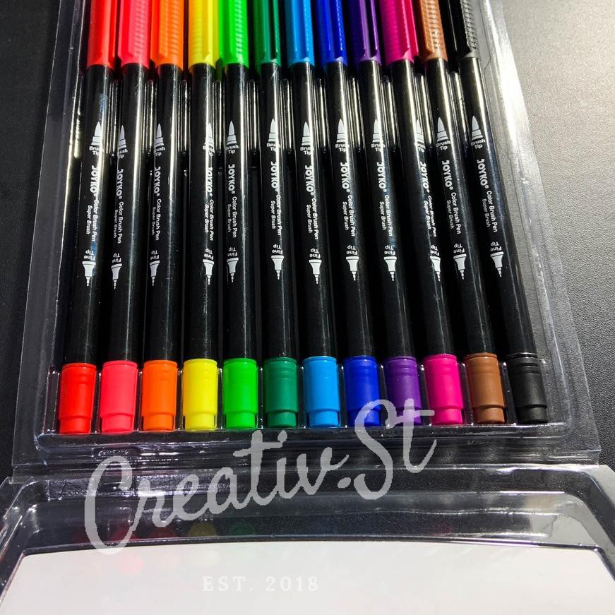 

Gratis Ongkir!! (bjg-491) Joyko Brush Pen 12 Warna Brush + Fine Tip CLP-13 SET