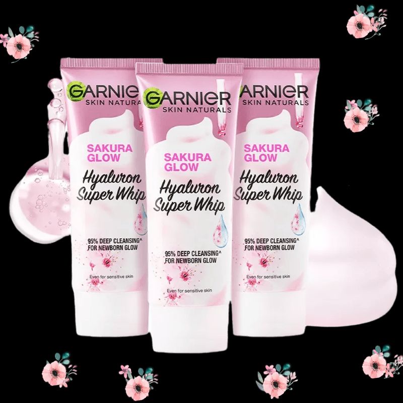 ☃Cutezz_Ching1☃Garnier Sakura Glow Hyaluron Super Whip Deep Cleansing