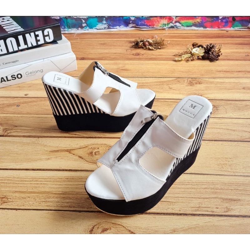 ABBUSHOES Dh 158 sendal wedges sendal sleting 12cm