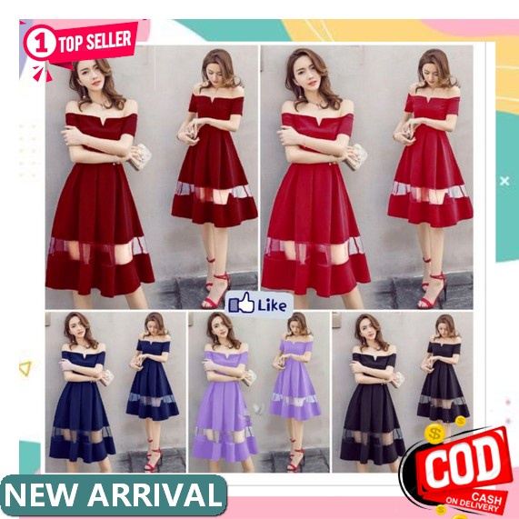 Baju Dress Wanita Remaja Pesta Natal Brukat Terbaru 2021 Model Kekinian Trend Korea Bahan Brokat Ter