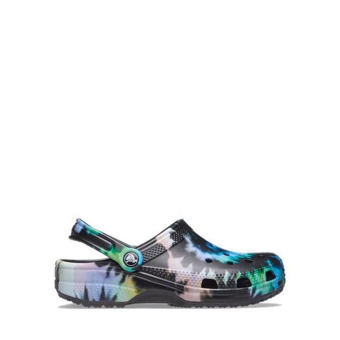 Crocs Unisex Classic Tie Dye Graphic Clog - Multi Black/Black