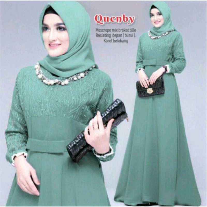 (PROMO)SET SYAR'I BRUKAT JUMBO PRITA MEW MAROON 6 WARNA LAINYA SETELAH HAJI UMROH GAMIS SYARI BRUKAT-Quenby mint