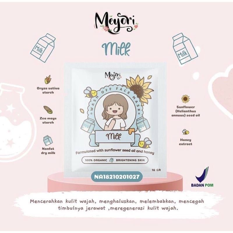 BUY1FREE1GIFT - BPOM Meyori Wash Off Face Mask with Sunflower Seed Oil and Honey 10GR MASKER WAJAH DENGAN EKSTRAK BUNGA MATAHARI DAN MADU