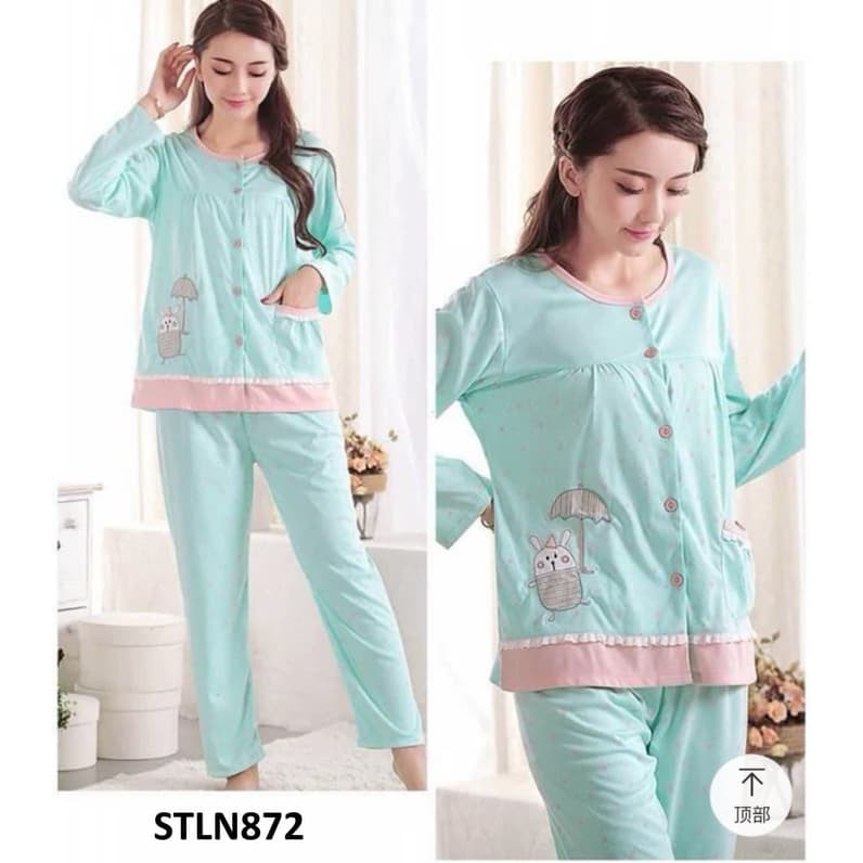 Piyama Wanita Baju Tidur Wanita Kancing Depan Gree