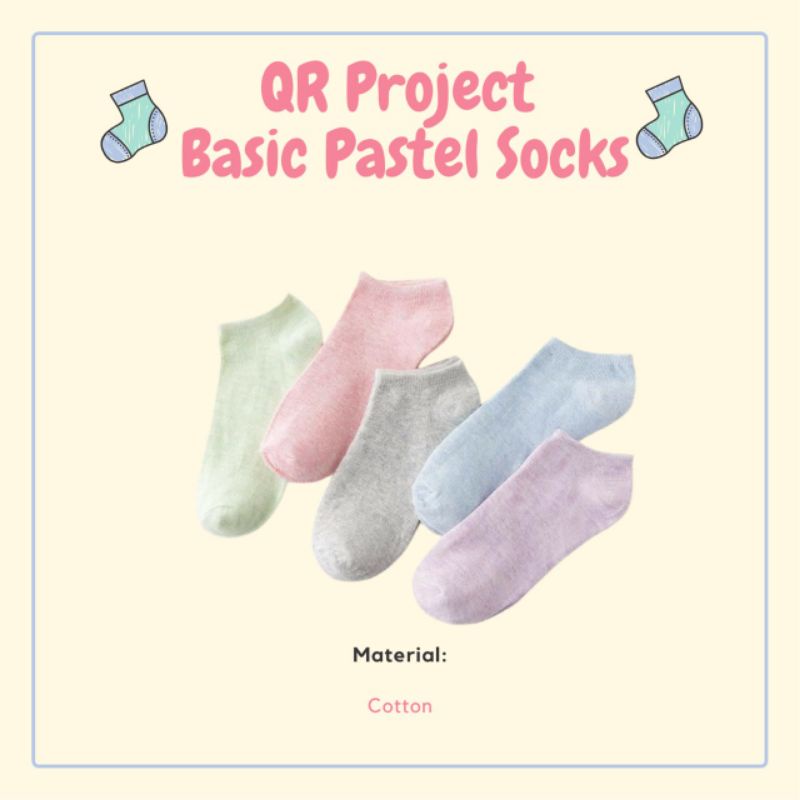 QR Project id kaos kaki polos warna pastel Basic Pastel Socks