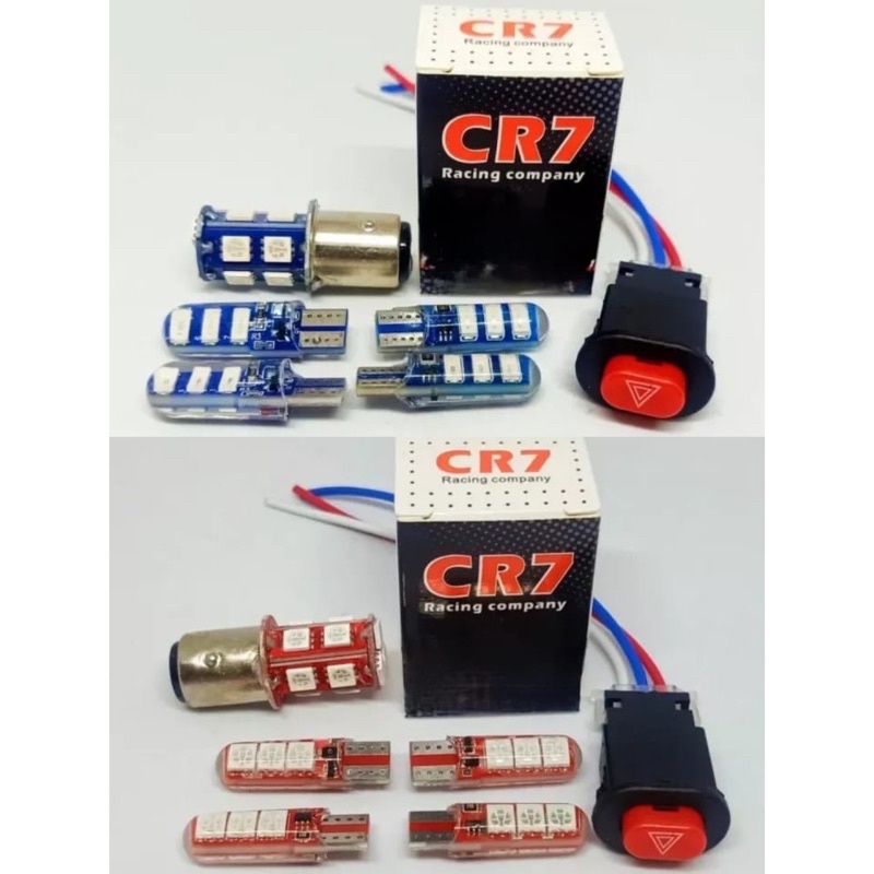 PAKET LAMPU 4 ITEM LAMPU SEN + LAMPU STOP + FLASHER SEN + SAKRAL CR7 ( BIRU, MERAH, KUNING)