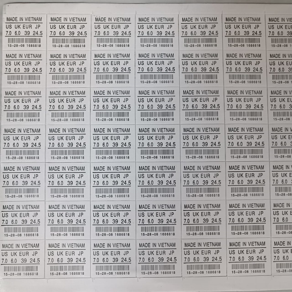 Perlengkapan Sepatu Label Size Sticker Sepatu dan Tag, Sertifikat, Note, Letter