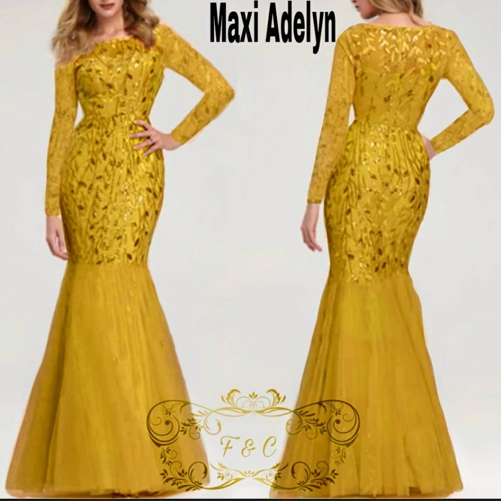 PCS MAXY ADELYN FASHION PAKAIAN WANITA MAXI DRESS BAHAN TILE MUTIARA FE