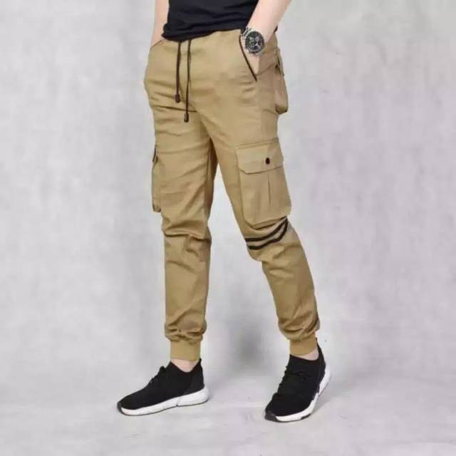 Celana Jogger Panjang Bahan Katun Model Tali Serut Aneka Warna untuk Pria