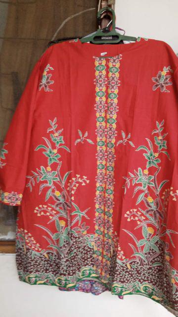 Batik Tunik Ziper Sekar Asih Sogan Modern Kekinian Pakain Kerja Kantor Seragam Casual Formal Muslim