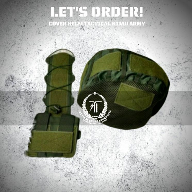 Cover Helm Tactical + Pouch Perekat Battery Helm Tactical Gen 2 - Hijau