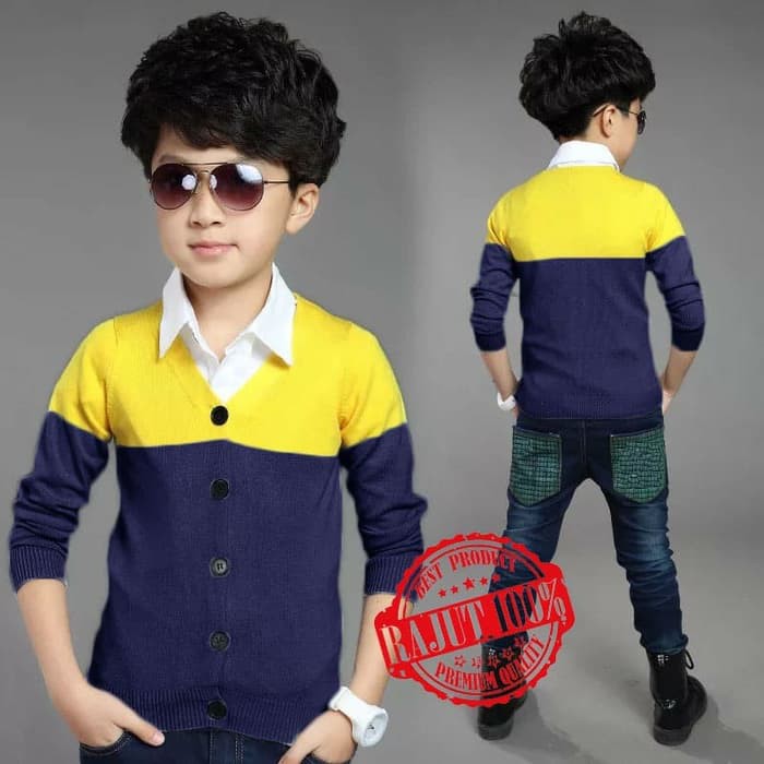 V80 Cardigan Rajut Kece Keren Anak Kecil Cowok Cewek Kid Boy Girl Usia 6-8th