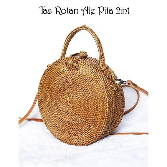 Sweet Honey ~ Tas Rotan Ate Bali Kualitas Super Premium Double Tali 2in1 Jinjing &amp; Selempang Bisa COD
