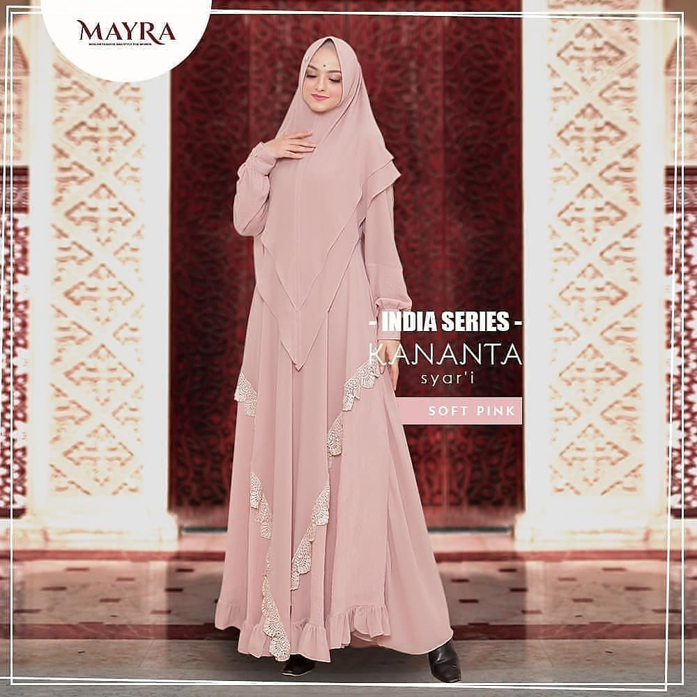Gamis Mayra Mewah Kananta Gamis Syar'i Ceruty Babydoll M L Set Hijab Busana Muslim Wanita Terbaru Muslimah-2
