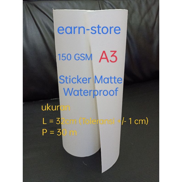

Sticker Vinyl Inkjet Matte Waterproof 150Gr A3=31,5cm x 30m, 1 Roll
