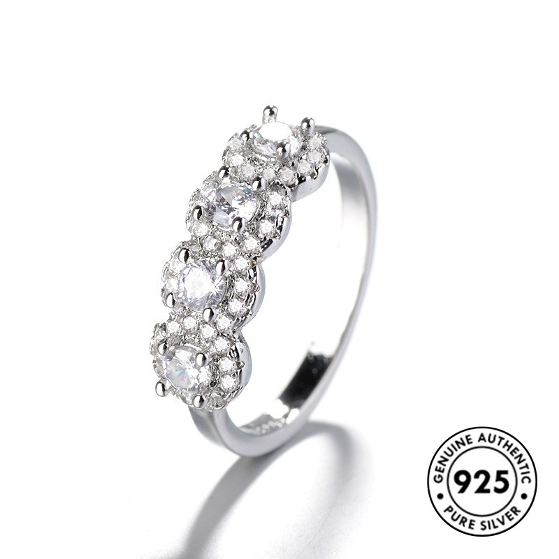 Cincin Moissanite Bahan S925 Silver Untuk Wanita