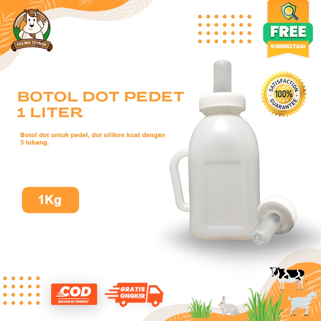 BOTOL DOT PEDET 1 Liter Berkualitas - Botol Dot Sapi untuk Pedet Sapi Kuda / Hewan Besar