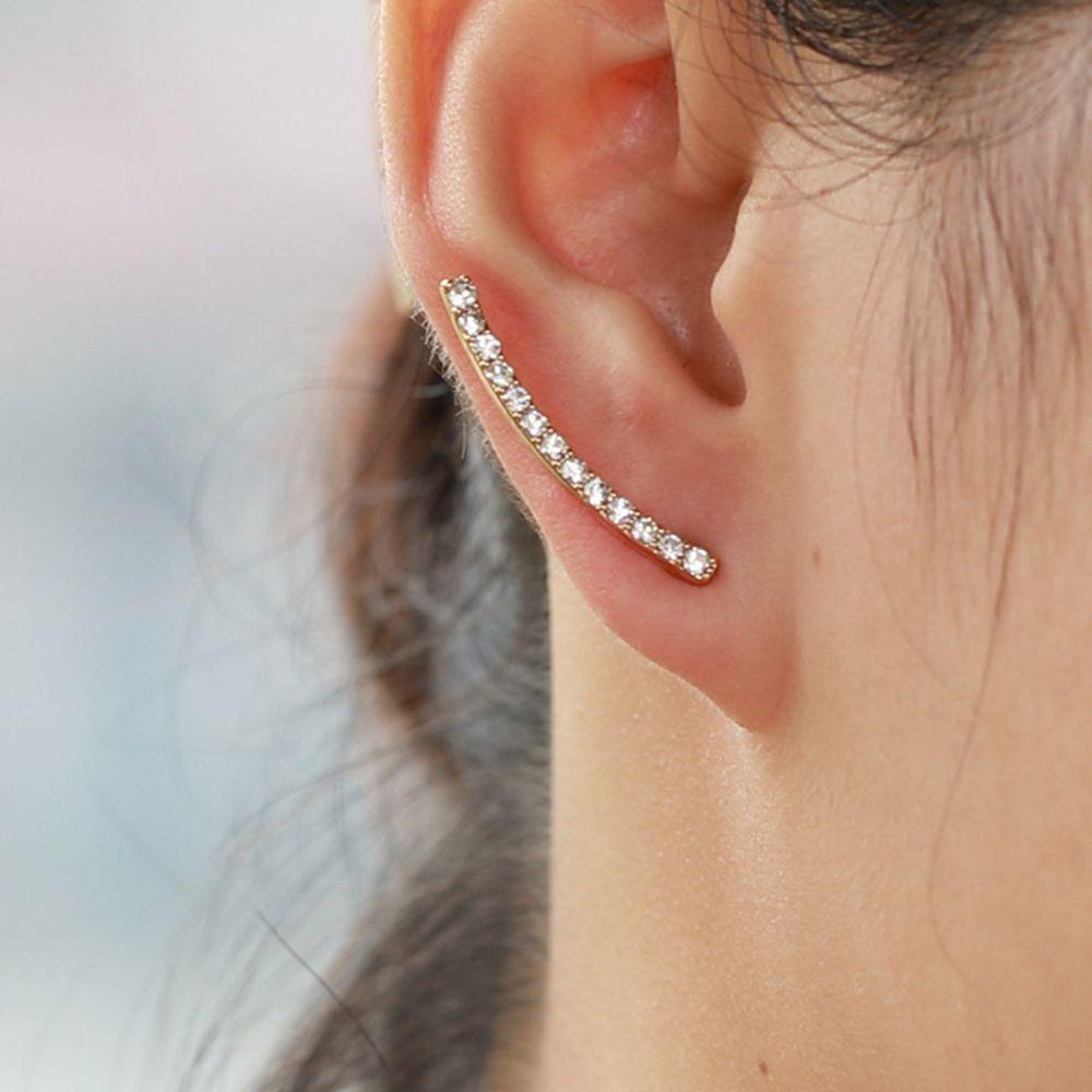 Suyo 1PC/1pasang Kupu-Kupu Klip Anting Fashion Perhiasan Wanita Gadis Punk Bungkus Tulang Rawan Bling Bling Kristal Telinga Stud