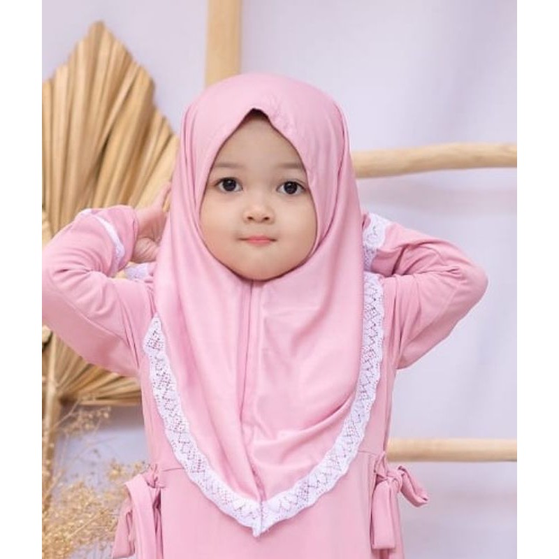 Jilbab Anak Bayi Anisa Renda Usia 0-3 th all size Premium/Hijab baby