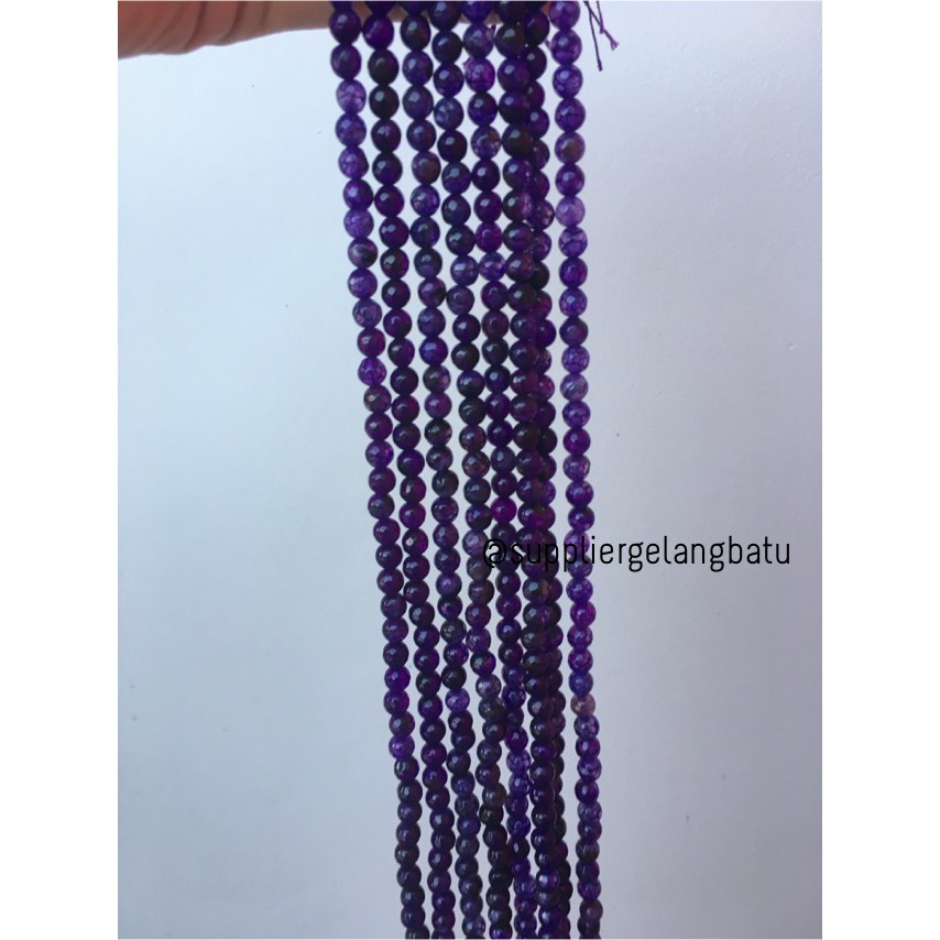 Batu kecubung serat FACET 6mm CUTTING purple amethyst bahan premium amatis amethys kasual korean