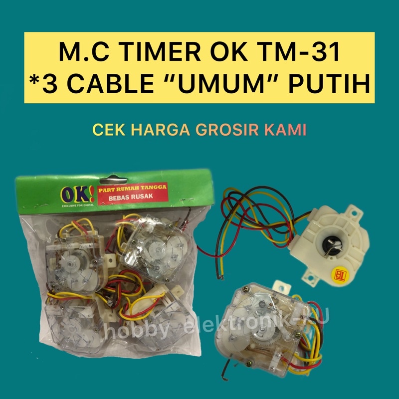 MESIN CUCI TIMER OK TM-31 *3 CABLE “UMUM” PUTIH