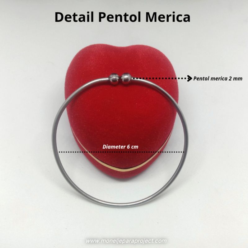 Gelang Mondial Ukuran Dewasa (Pentol Merica/Original Monel)