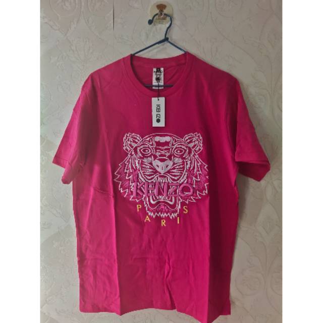 Kaos premium branded kenzo bordir pink fuchia jumbo bigsize big size