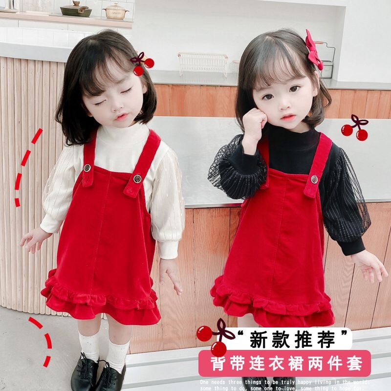 Promo !! Dress cute import / dress 2in1 ayodia furing plain ukuran 1-5tahun / Dress anak perempuan