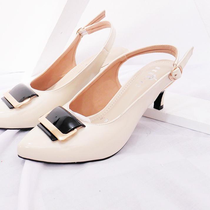 ➫ High Heels Wanita 5cm Sepatu Wanita Sepatu Hak Sepatu Kerja Wanita Hitam Terbaru Kekinian Branded