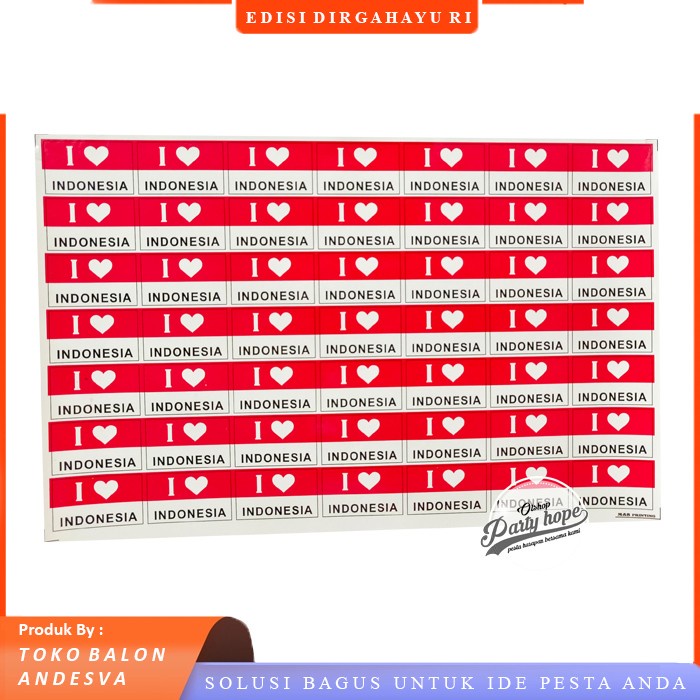 

Stiker pipi merah putih motif love per lembar / stiker pipi bendera i love isi 49