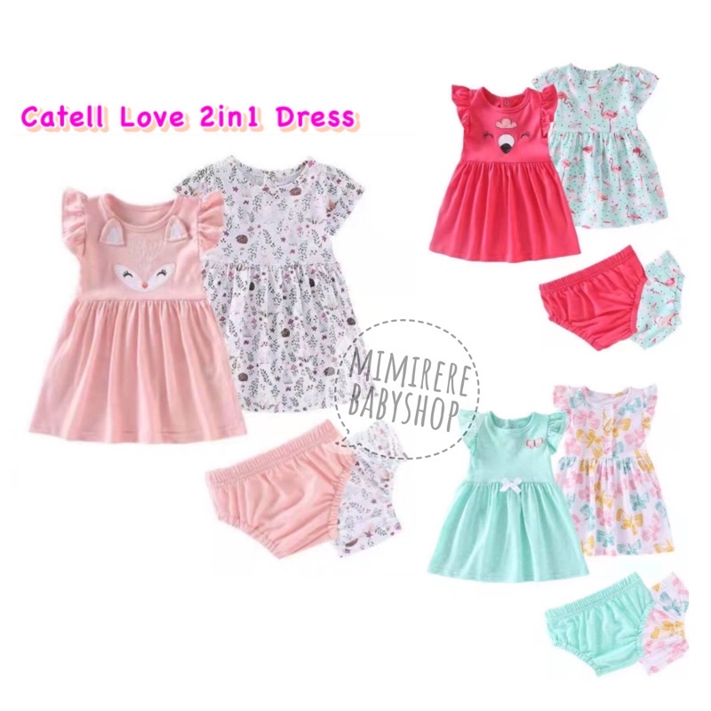 Catell Love Dress 2in1 | 2in1 Dress Baju Rok Bayi