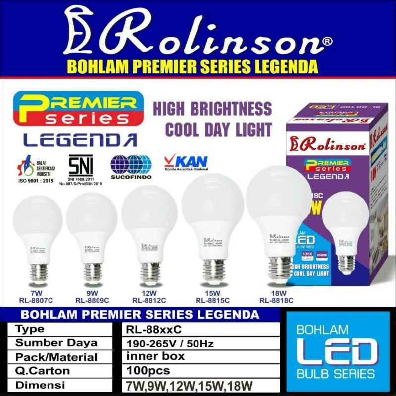 Lampu LED ROLINSON PREMIER 18watt