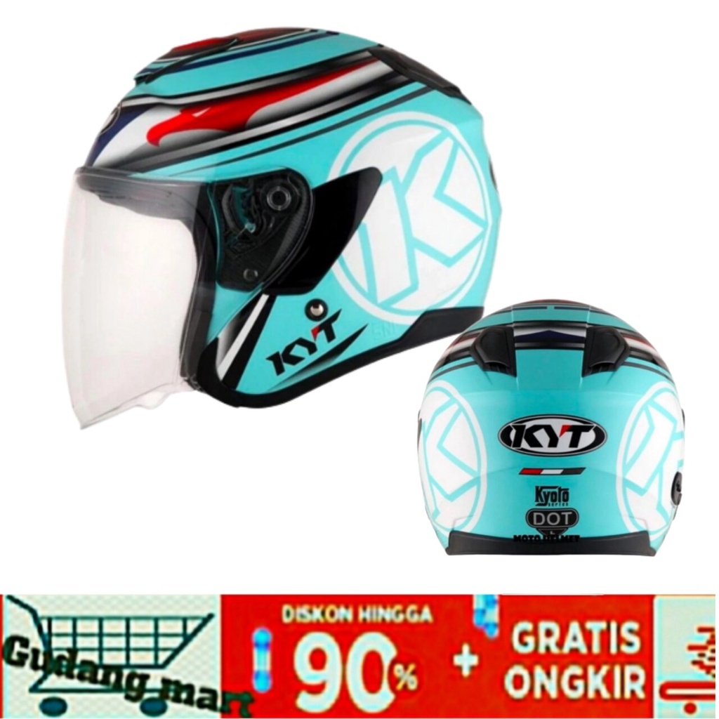 Helm KYT Kyoto Aquamarine Official KYT Original Helm Cowok Helm Cewek Berkualitas SNI DOT Standar in