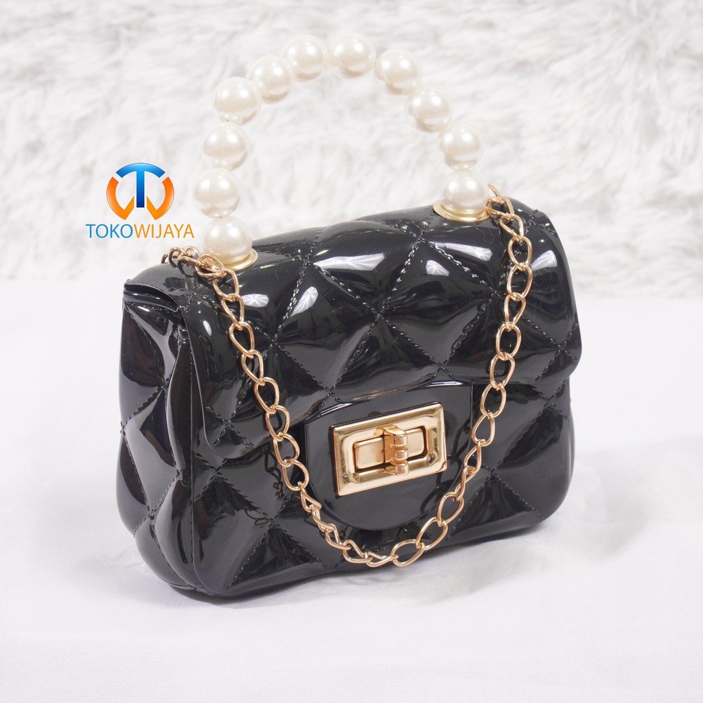 Tas Jelly Glossy Mini Pearl | Tas Selempang Mini Fashion |  Jelly Glossy Mutiara