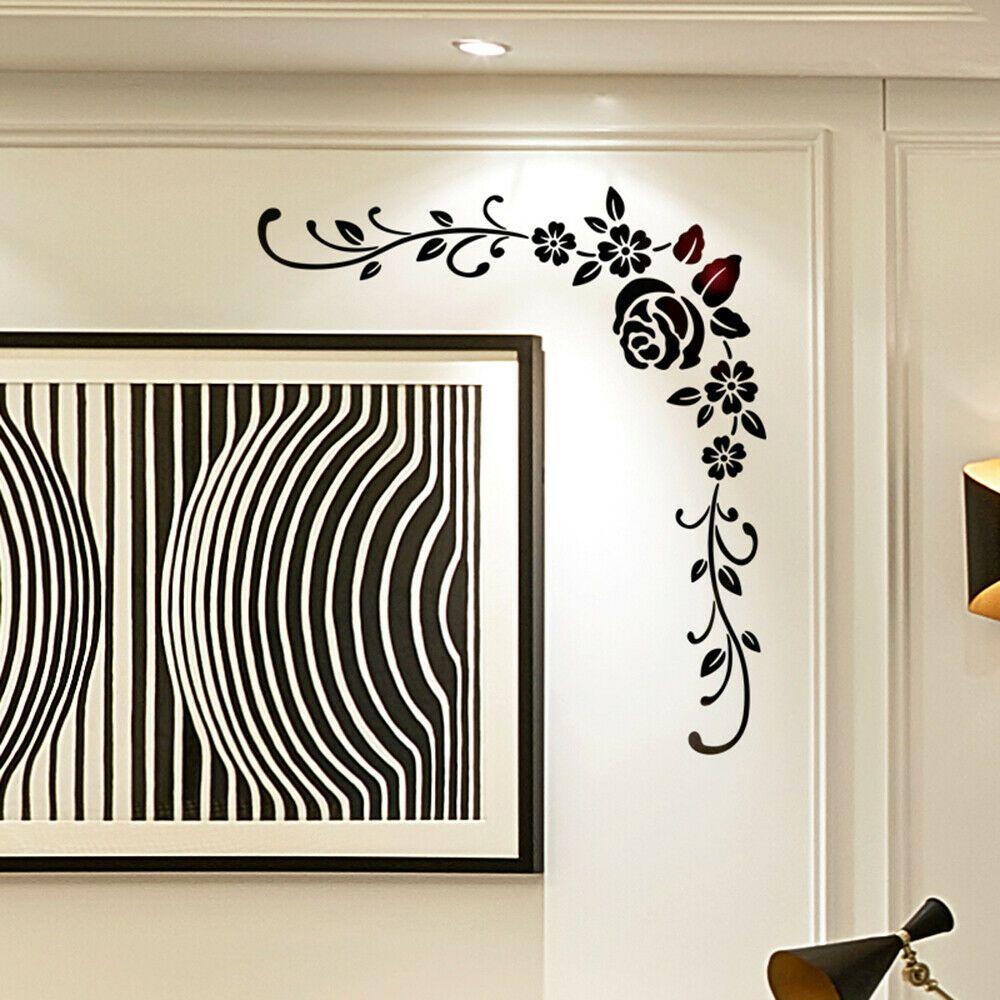 R-flower Mirror Wall Stiker Dekorasi Kamar Rumah 3D Art Decal