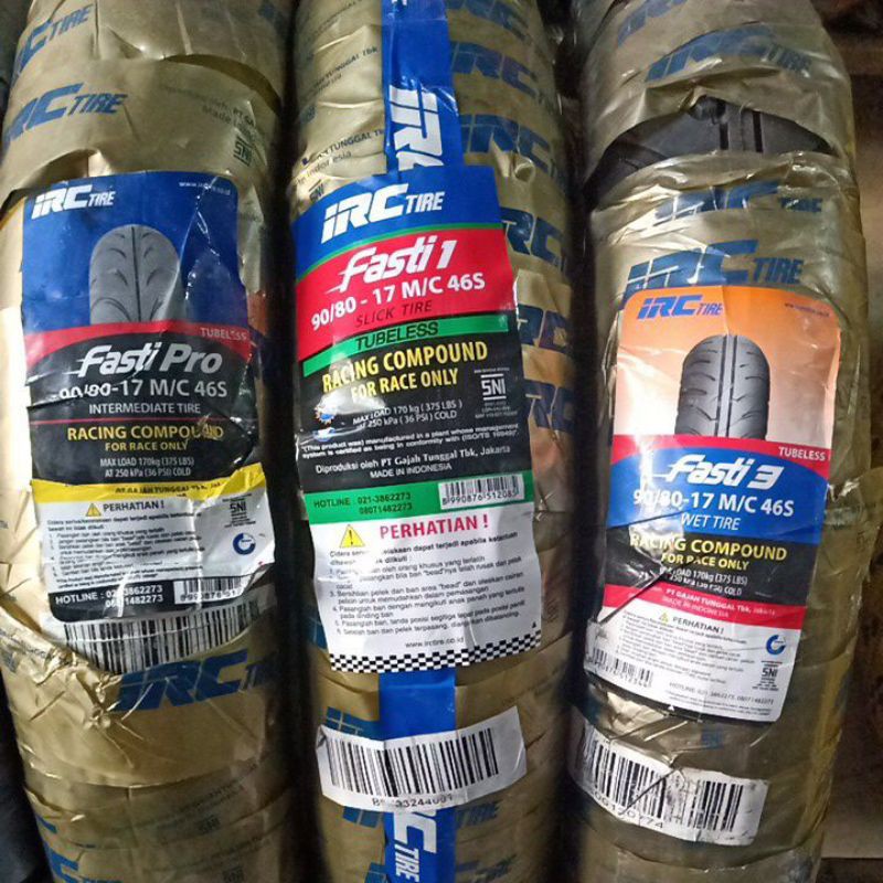 Ban IRC Fasti Ukuran 90/80-17 Fasti Pro/ Fasti 1/ Fasti 2/ Fasti 3 Tubeless Soft Compound / Racing