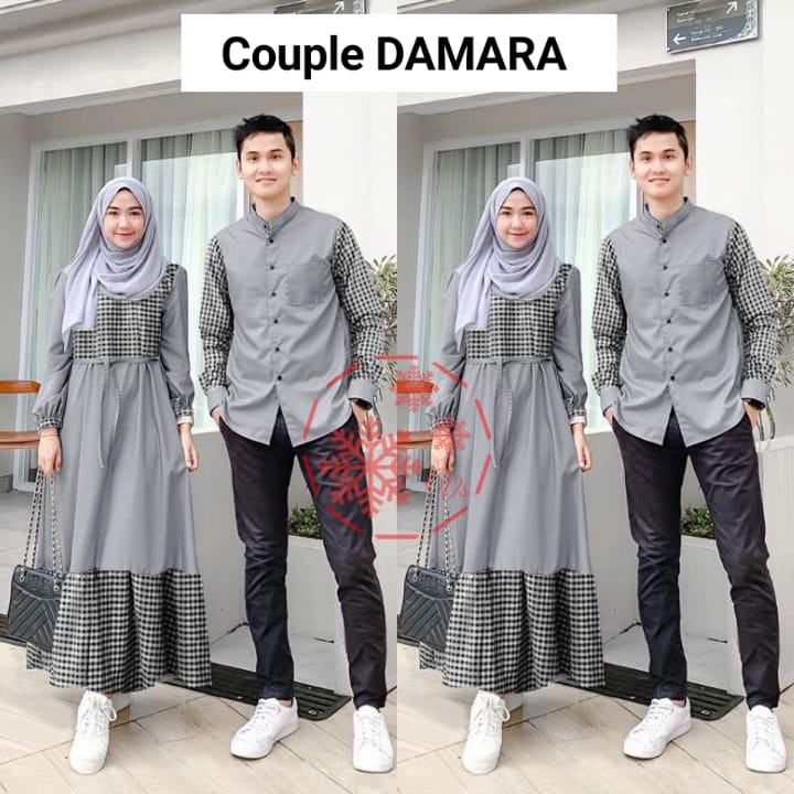 GAMIS KATUN MOTIF KOTAK CP DAMARA COUPLE BUSUI / BAJU PASANGAN MUSLIM COUPLE 2IN1 / PAKAIAN WANITA MUSLIM / PAKAIAN FORMAL / GAMIS PESTA KONDANGAN