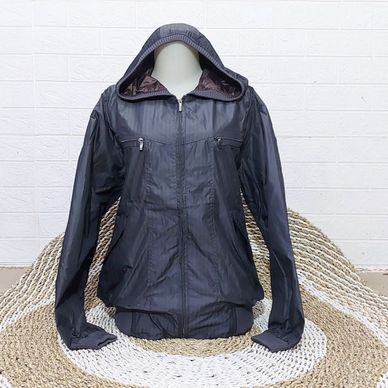 Jaket parasut WATERPROOF JUMBO(5L=XXXL)/ld 120 cm-Abu salur