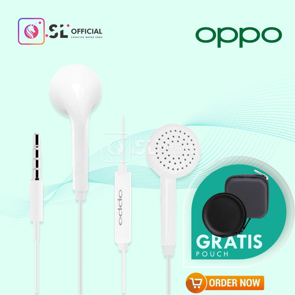 HEADSET OPPO ORIGINAL / HANDSFREE OPPO ORI FREE POUCH