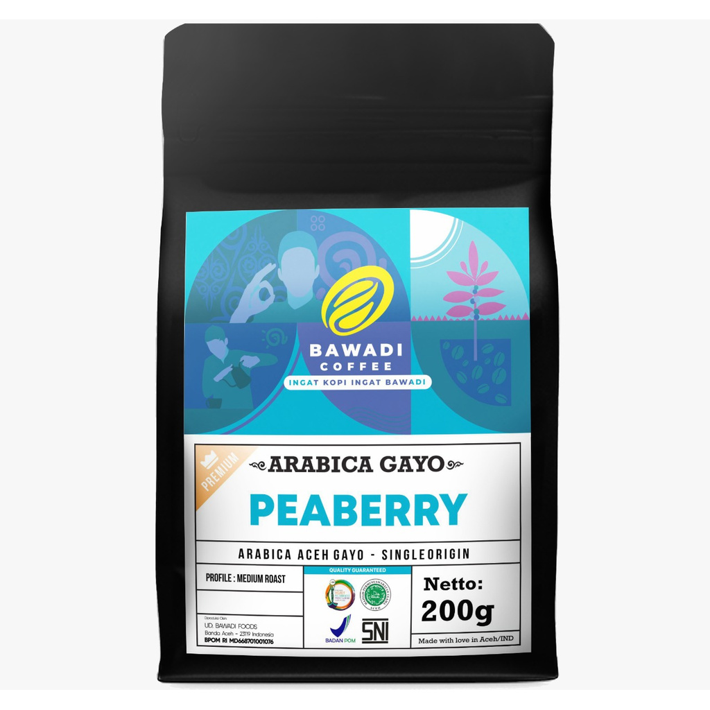 Bawadi Kopi Arabica Gayo Peaberry Powder 200g Kopi Aceh Jantan