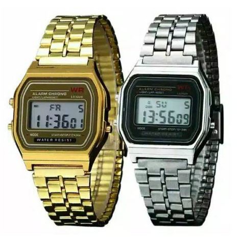 Jam Tangan Wanita Digital Kotak Rantai Model Casio