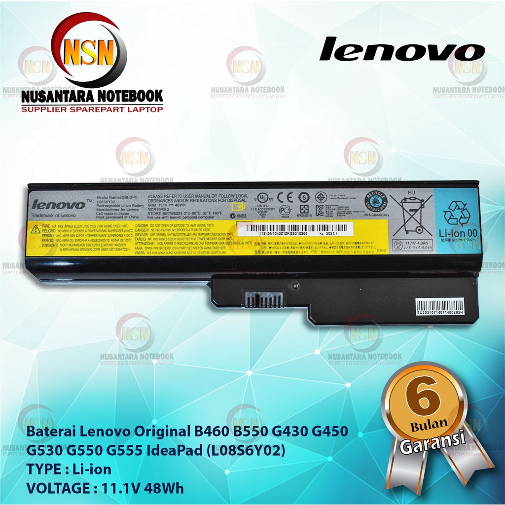 Baterai Laptop Original Lenovo Ideapad B460 B550 G430 G450 G530 G550 G555