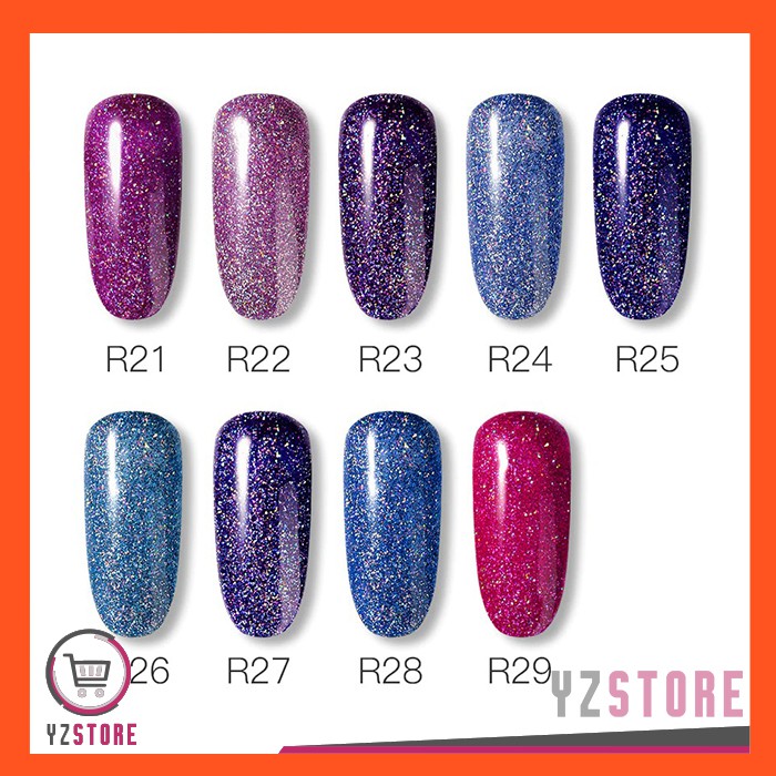 Kutek Gel Nail Polish UV LED Rosalind Rainbow Glitter Holographic 21-29 YZ100